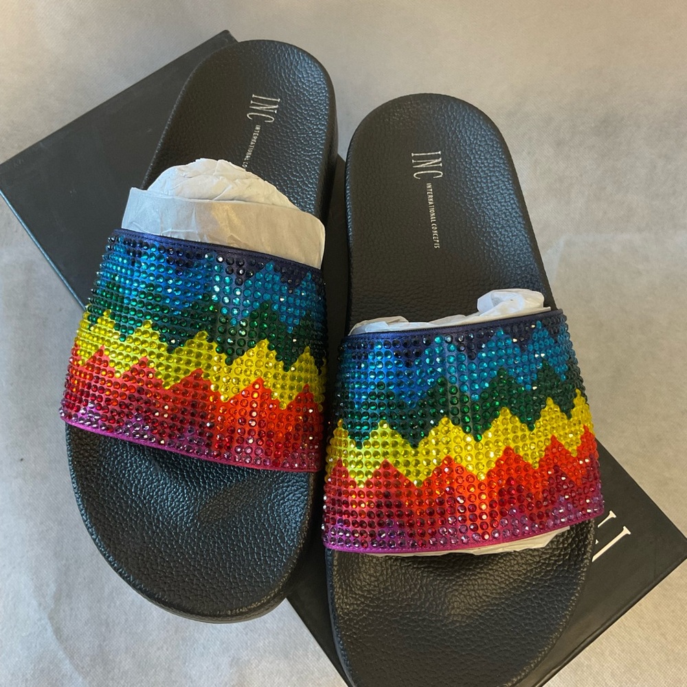 INC Peymin Rainbow Multi Slide Sandals- Size 7